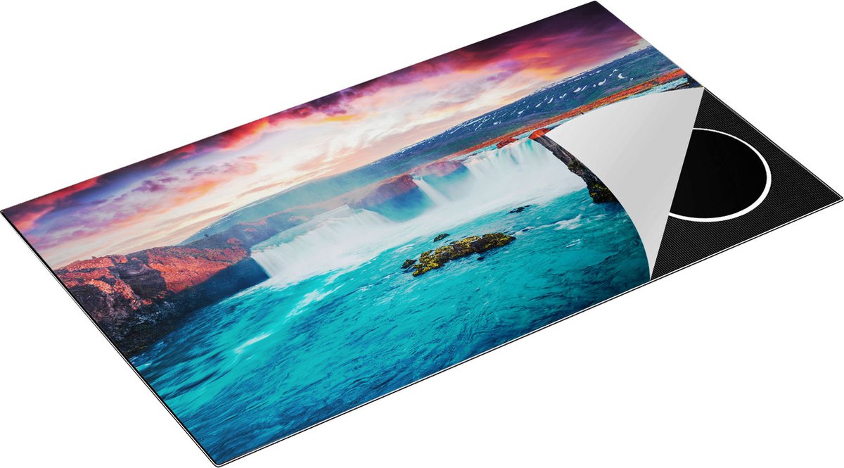 Chefcare Inductie Beschermer Watervallen op het Blauwe Water in IJsland - 91,2x52 cm - Afdekplaat Inductie - Kookplaat Beschermer - Inductie Mat
