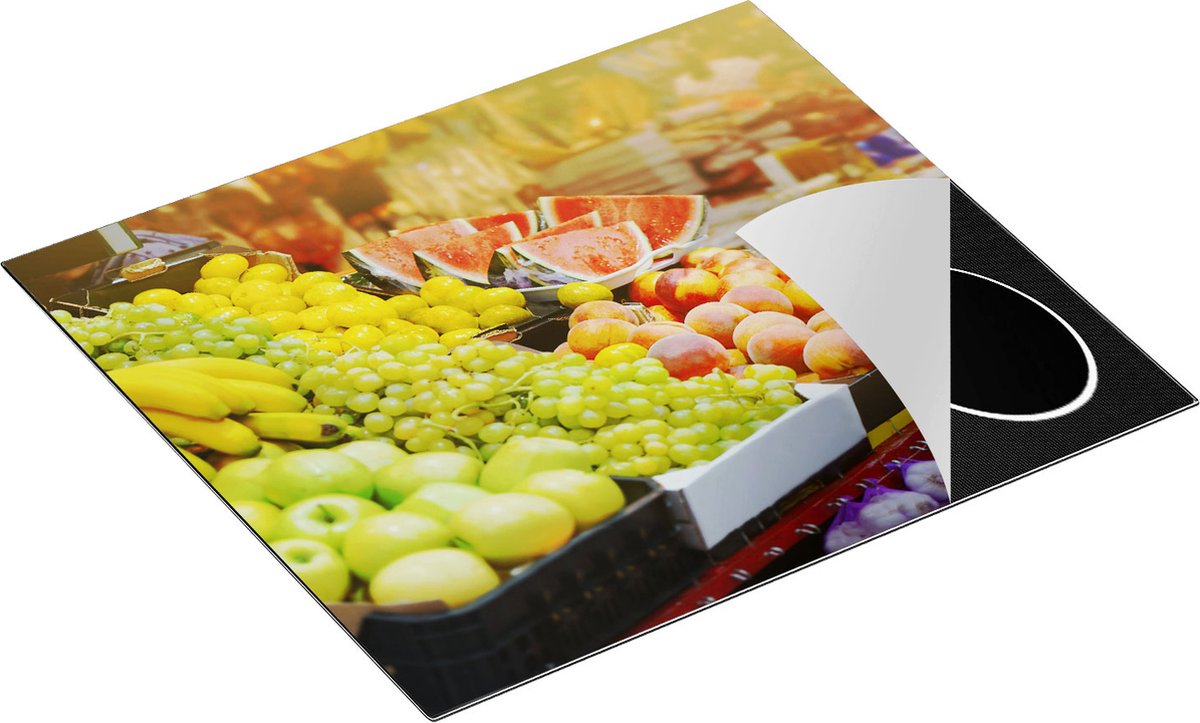 Chefcare Inductie Beschermer Vers Fruit op de Markt - 59x51 cm - Afdekplaat Inductie - Kookplaat Beschermer - Inductie Mat