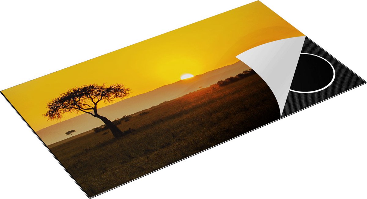 Chefcare Inductie Beschermer Zonsopgang in de Savanne met een Boom - 95x55 cm - Afdekplaat Inductie - Kookplaat Beschermer - Inductie Mat