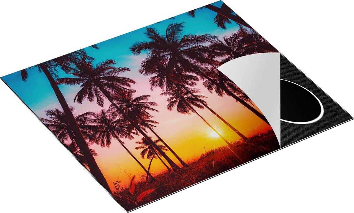 Chefcare Inductie Beschermer Palmbomen op het Strand bij Zonsondergang - 57,6x51,6 cm - Afdekplaat Inductie - Kookplaat Beschermer - Inductie Mat