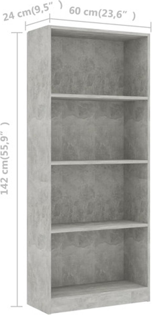 vidaXL Boekenkast 40x24x109 cm bewerkt hout betongrijs