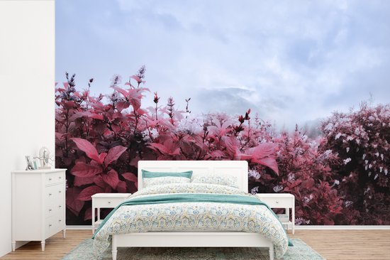 Papier peint Papier peint photo en vinyle - Fleurs dans la brume largeur 390 cm x hauteur 260 cm - Tirage photo sur papier peint (disponible en 7 tailles)