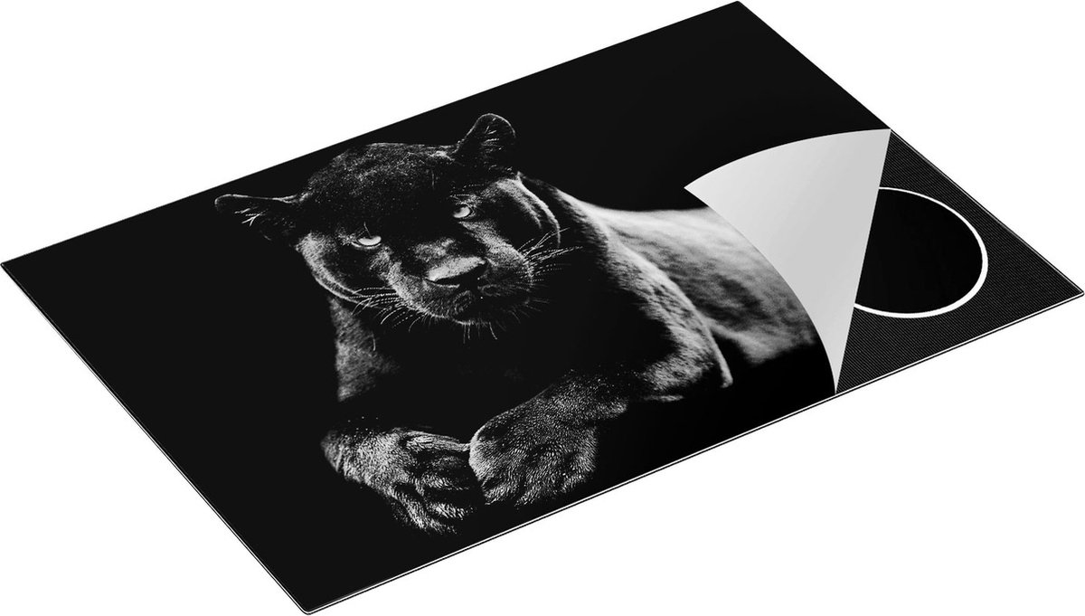 Chefcare Inductie Beschermer Zwarte Panter - Zwart Wit - 81,2x52 cm - Afdekplaat Inductie - Kookplaat Beschermer - Inductie Mat