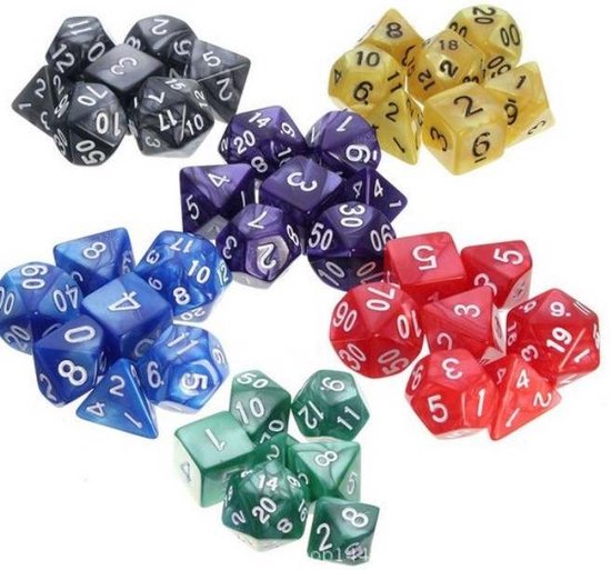 Thumbnail van een extra afbeelding van het spel D&D dice set - DnD dobbelstenen set Geel - Dungeons and Dragons dobbelstenen Inclusief velvet bewaarzakje - Polydice