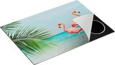 Chefcare Inductie Beschermer Twee Flamingo's in het Water - 75x50 cm - Afdekplaat Inductie - Kookplaat Beschermer - Inductie Mat