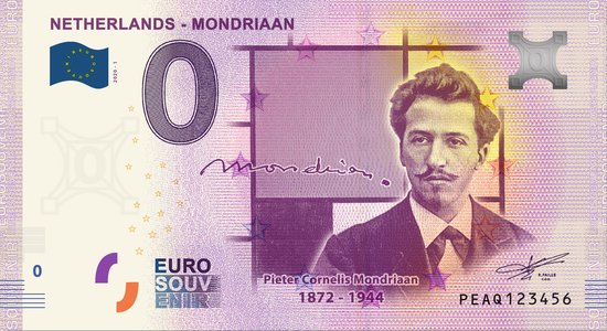 Thumbnail van een extra afbeelding van het spel 0 Euro biljet Nederland 2020 - Piet Mondriaan LIMITED EDITION