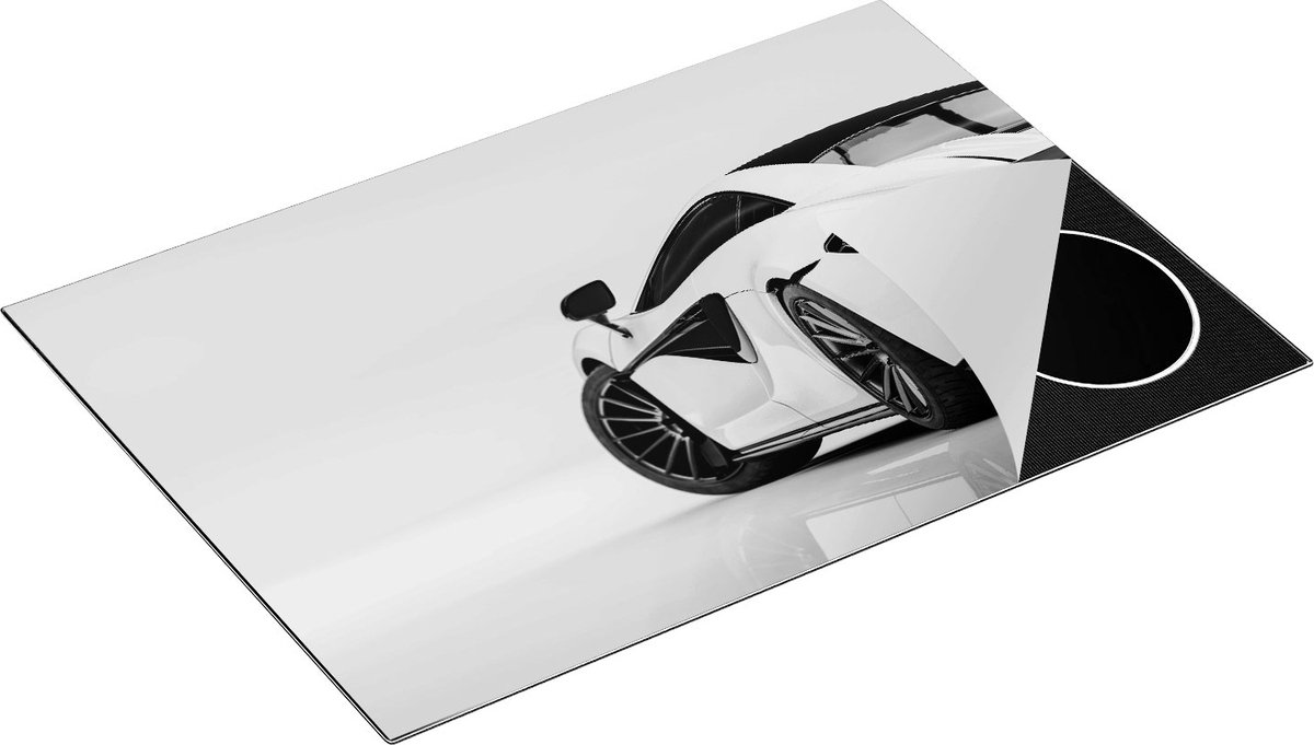 Chefcare Inductie Beschermer Witte Sportwagen Auto - Zwart Wit - 77x51 cm - Afdekplaat Inductie - Kookplaat Beschermer - Inductie Mat