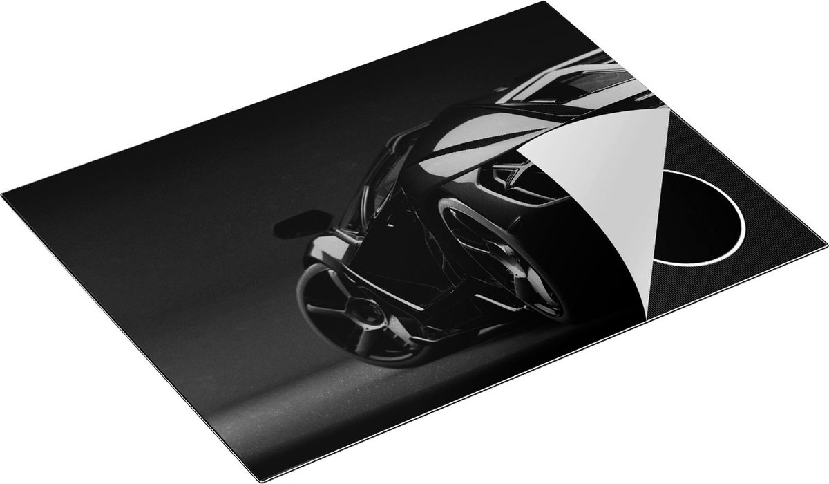 Chefcare Inductie Beschermer Zwarte Sportwagen Auto - Zwart Wit - 71x52 cm - Afdekplaat Inductie - Kookplaat Beschermer - Inductie Mat