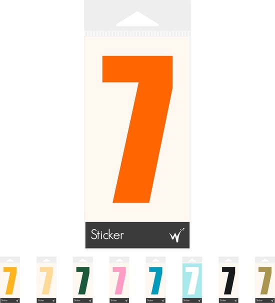 Container Sticker Huisnummer - Cijfer 7 Cijfersticker - Kliko Sticker - Deursticker - Weerbestendig - 10 x 5 cm - Oranje
