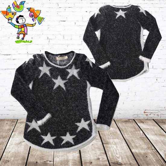Zwarte meisjes trui met ster -s&C-146/152-Trui meisjes