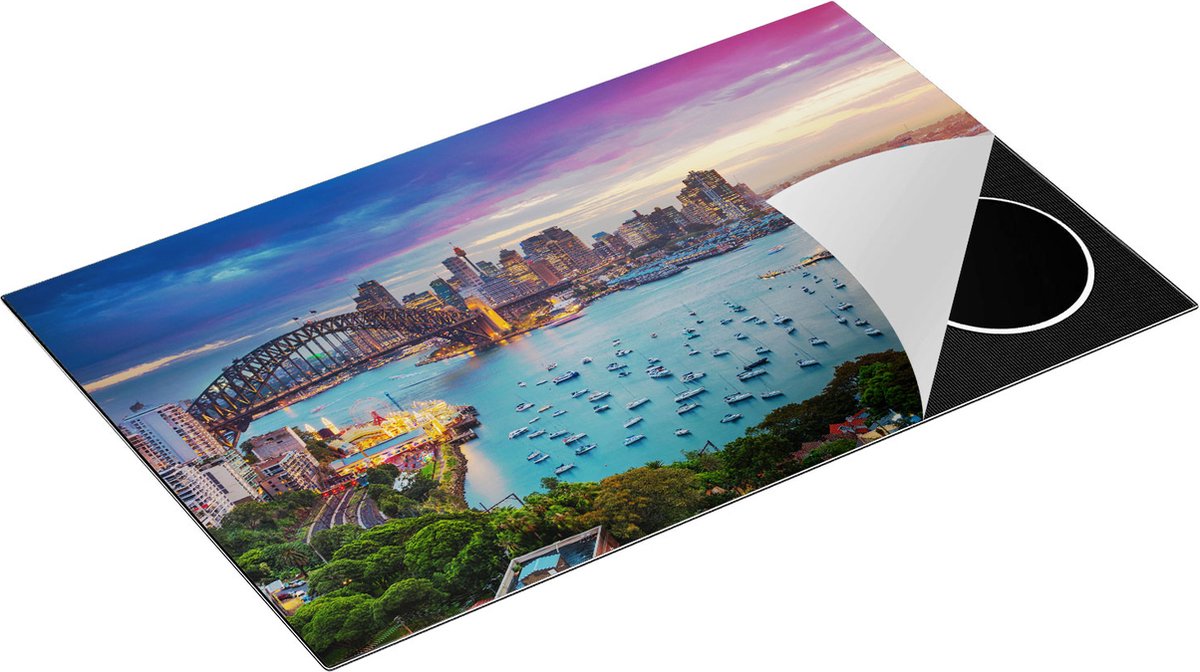Chefcare Inductie Beschermer Sydney Harbour Bridge in de Avond - 85x50 cm - Afdekplaat Inductie - Kookplaat Beschermer - Inductie Mat
