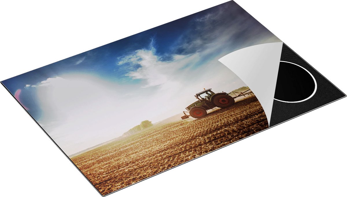 Chefcare Inductie Beschermer Tractor op het Veld - Trekker - 75x50 cm - Afdekplaat Inductie - Kookplaat Beschermer - Inductie Mat