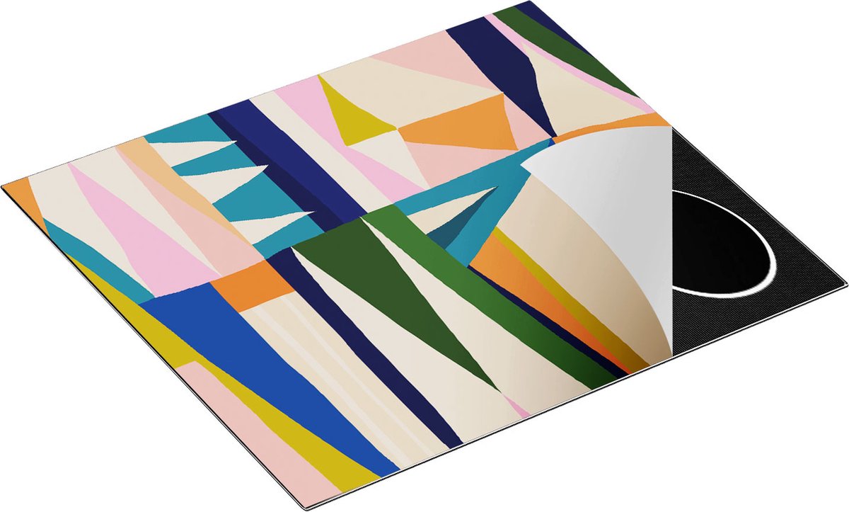 Chefcare Inductie Beschermer Abstracte Kleurrijke Kunst - Driehoeken - 57,6x51,6 cm - Afdekplaat Inductie - Kookplaat Beschermer - Inductie Mat