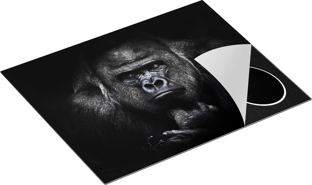 Chefcare Inductie Beschermer Gorilla - Zwart Wit - 65x50 cm - Afdekplaat Inductie - Kookplaat Beschermer - Inductie Mat