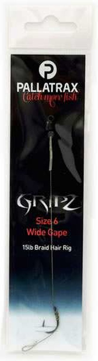 Pallatrax GRIPZ Wide Gape Braid Hair Rig - #6 - 15lb - Karper Onderlijn Weerhaakloos