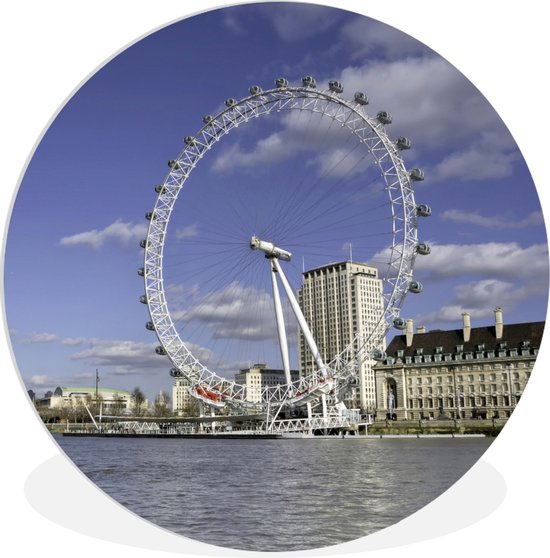 WallCircle - Wandcirkel ⌀ 30 - Londen - Reuzenrad - London Eye - Wolken - Ronde schilderijen woonkamer - Wandbord rond - Muurdecoratie cirkel - Kamer decoratie binnen - Wanddecoratie muurcirkel - Woonaccessoires