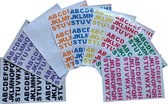 plakletters | 9 vellen 9 kleuren | alfabet stickers |  stickervellen alfabet |  grote verpakking 702 letters