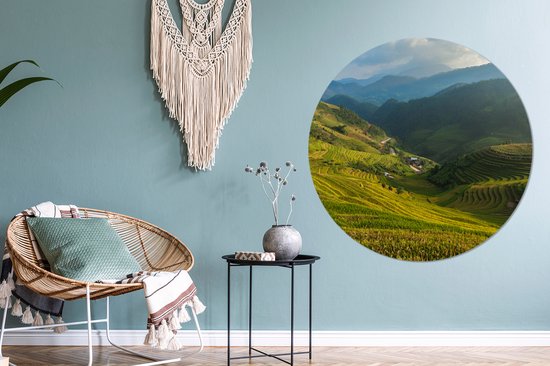 WallCircle - Cercle mural ⌀ 120 - Indonésie - Riz - Nuage - Tableaux ronds salon - Plaque murale ronde - Cercle de Décoration murale - Décoration de chambre à l'intérieur - Cercle Décoration murale - Accessoires de maison XXL