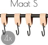 4x S-haak hangers - Handles and more® | PEACH - maat S (Leren S-haken - S haken - handdoekkaakje - kapstokhaak - ophanghaken)