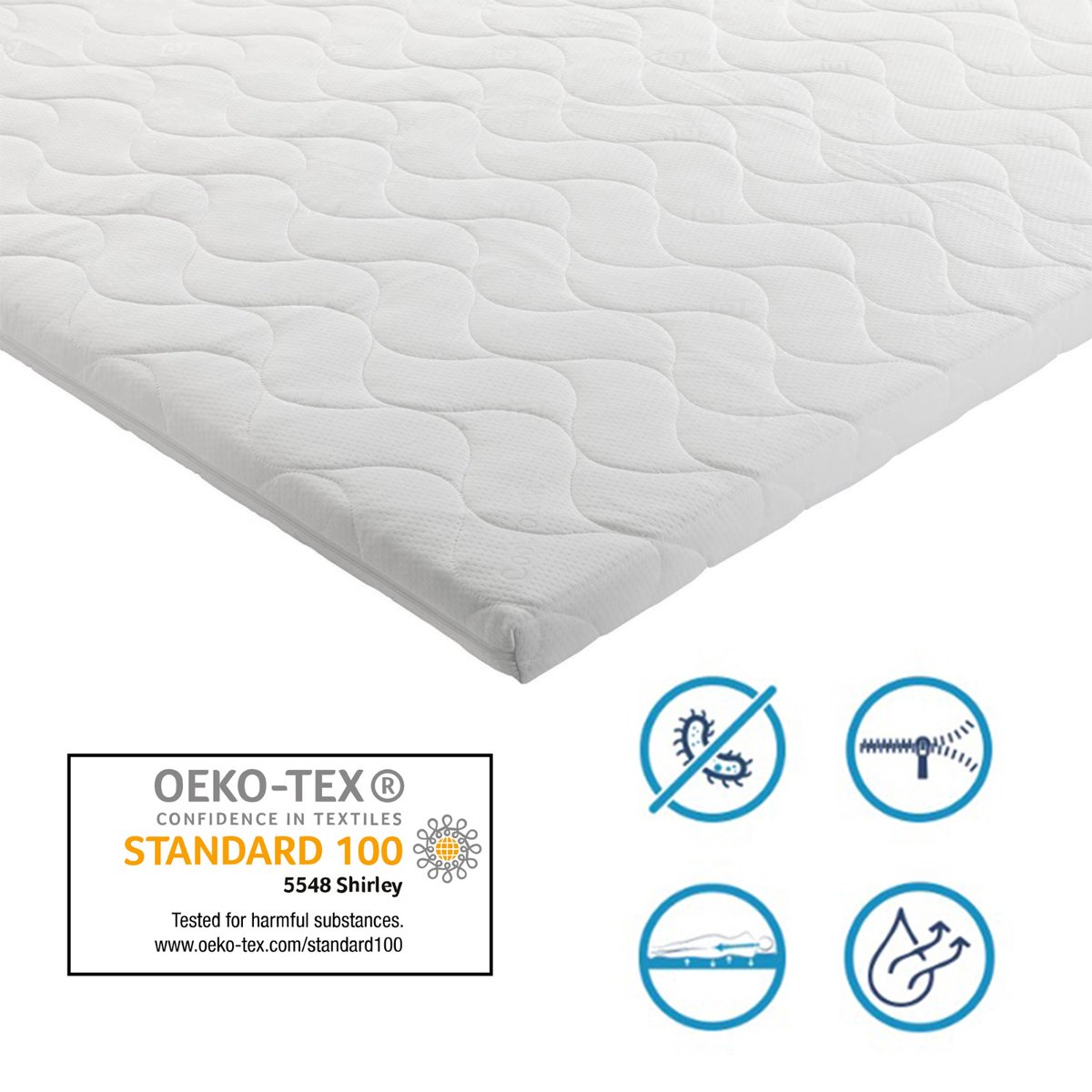 Splittopper 140x200 - 7cm dik - HR Koudschuim - Afritsbaar hoes - contour gesneden 7-zone - Ergoline