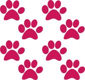 Hondenpootje / hondenpootjes - cyclaam roze - autostickers - 8 stuks – 4 cm x 5 cm – hondenpoot - hondensticker
