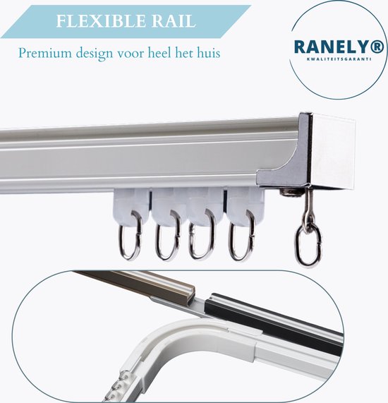 RANELY® gordijnrails - 2.8 Meter - gordijnroede uitschuifbaar -  plafondbevestiging -... | bol.com