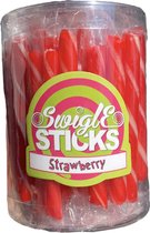Swigle sticks - strawberry - 50 stuks - mini lolly’s - aardbei zuurstokken - lolly - snoep