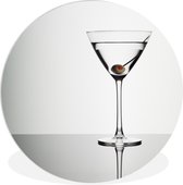 WallCircle - Wandcirkel ⌀ 90 - Martini in glas met groene olijf - Ronde schilderijen woonkamer - Wandbord rond - Muurdecoratie cirkel - Kamer decoratie binnen - Wanddecoratie muurcirkel - Woonaccessoires
