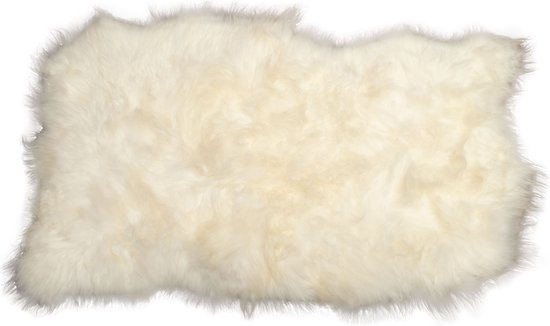 Designer schapenvacht vloerkleed 185 x 130 cm patchwork Ivoor wit; Wit | Hoogpolig vloerkleed natuurlijke vorm.