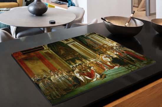 KitchenYeah® Inductie beschermer 81x52 cm - De kroning van Napoleon - Schilderij van Jacques-Louis David - Kookplaataccessoires - Afdekplaat voor kookplaat - Inductiebeschermer - Inductiemat - Inductieplaat mat