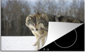 KitchenYeah® Inductie beschermer 80.2x52.2 cm - Wolf - Sneeuw - Vacht - Kookplaataccessoires - Afdekplaat voor kookplaat - Inductiebeschermer - Inductiemat - Inductieplaat mat
