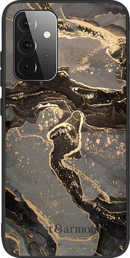 Foto: Crest armour marmer look hoesje samsung galaxy a52 a52s tpu acrylic bruin goud