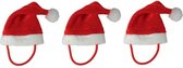 3x Mini kerstmuts met bandje voor knuffels/poppen/huisdieren - Kerstmutsen
