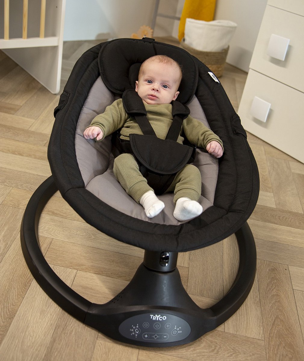 Ding Hugg Swing Babyschommel - Zwart - Draaibare babyswing - Met Muziek en Bluetooth — afbeelding 15