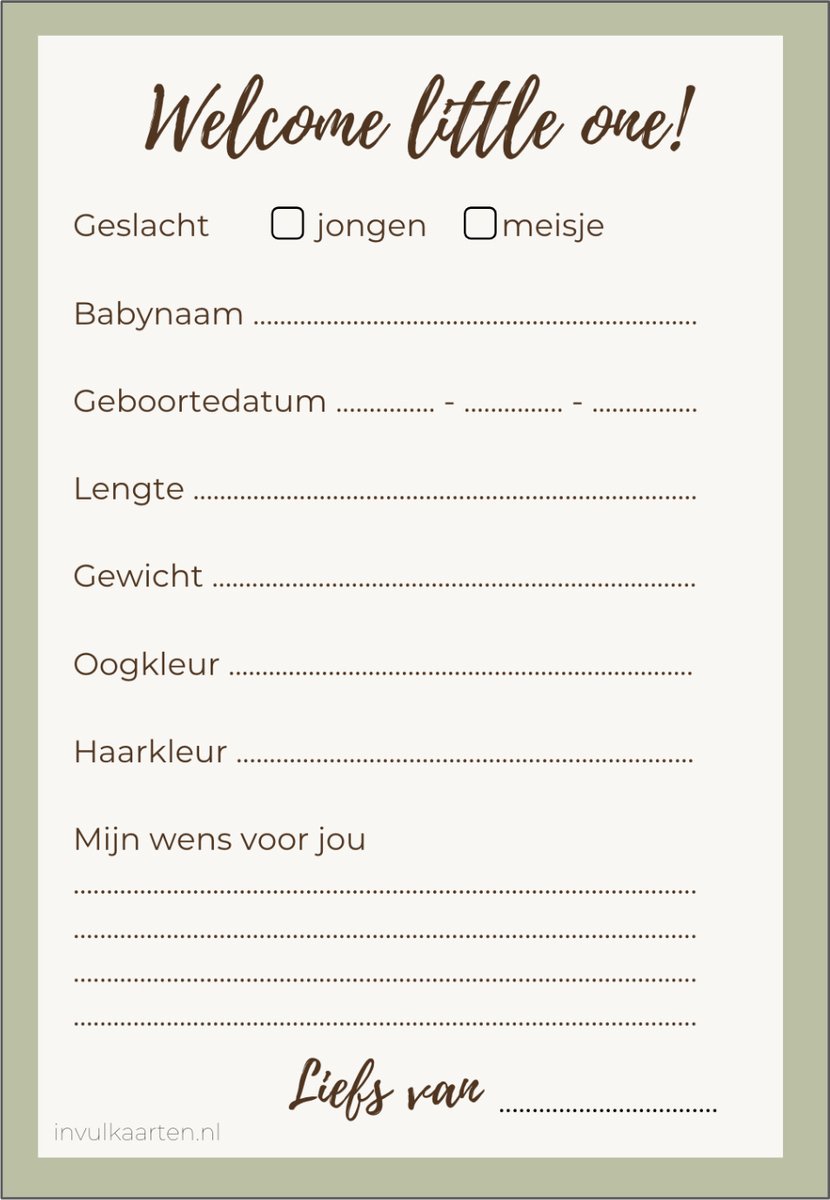 Babyshower invulkaarten 20 stuks | babyshower | babyshower ...