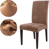 Kasey Products - Housse de chaise pour chaise de salle à manger - Matériau extensible - Tissu peluche doux - 2 pièces - Marron
