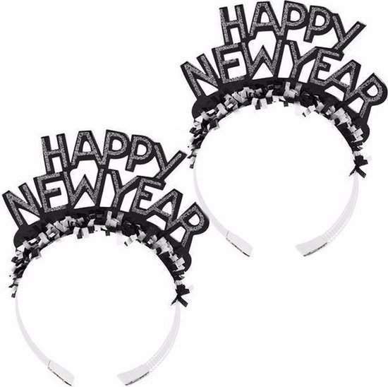 2x bandeau Happy New Year noir adulte - Bandeau diadème bonne année |  bol.com