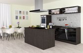 Eilandkeuken 280  cm - complete keuken met apparatuur Amanda  - Eiken grijs/Zwart - soft close - keramische kookplaat - vaatwasser - afzuigkap - oven    - spoelbak