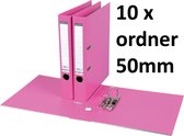 10 x Ordner Quantore - A4 - 50mm breed - PP kunststof - roze