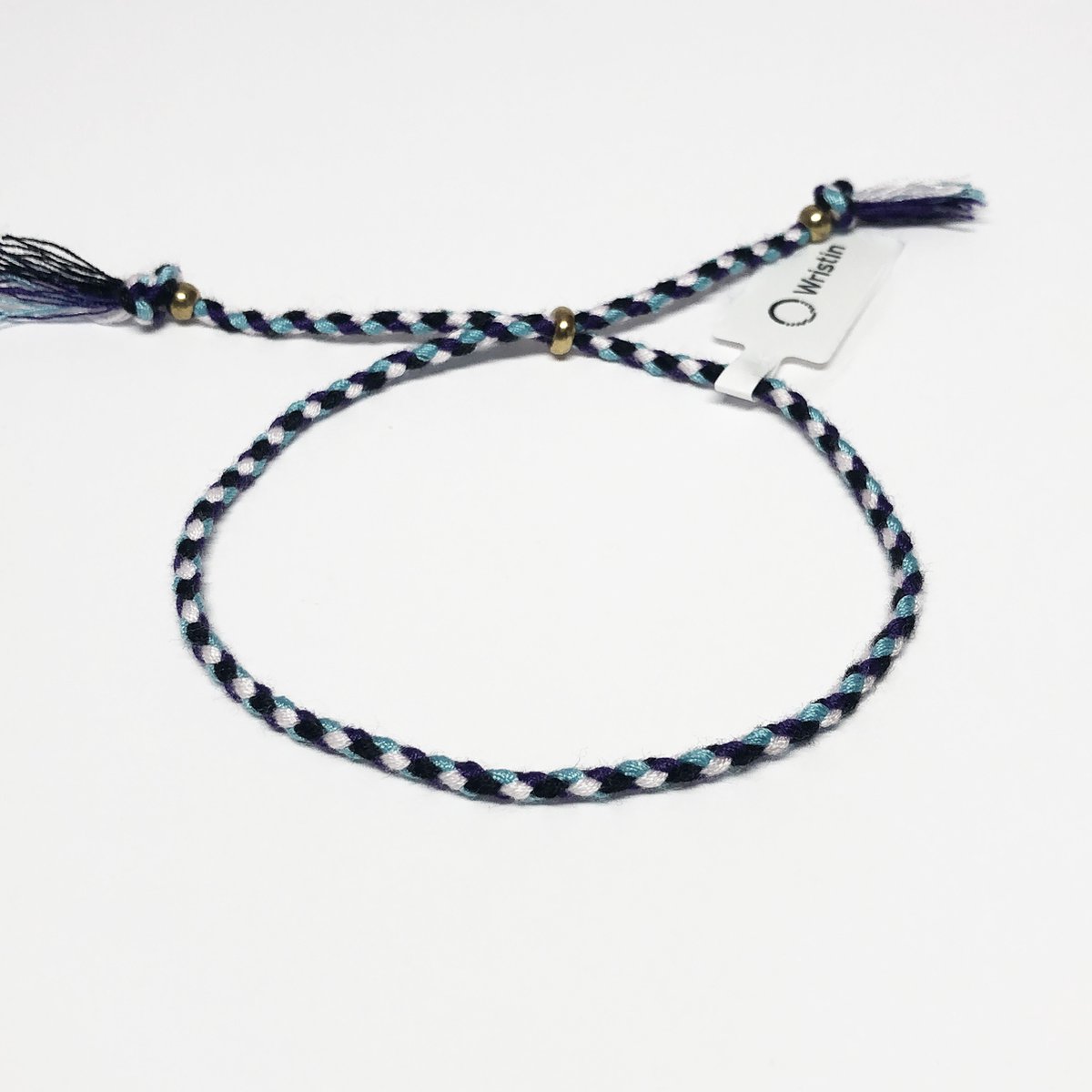 Wristin - Tibetaanse armband gevlochten zwart/paars/wit