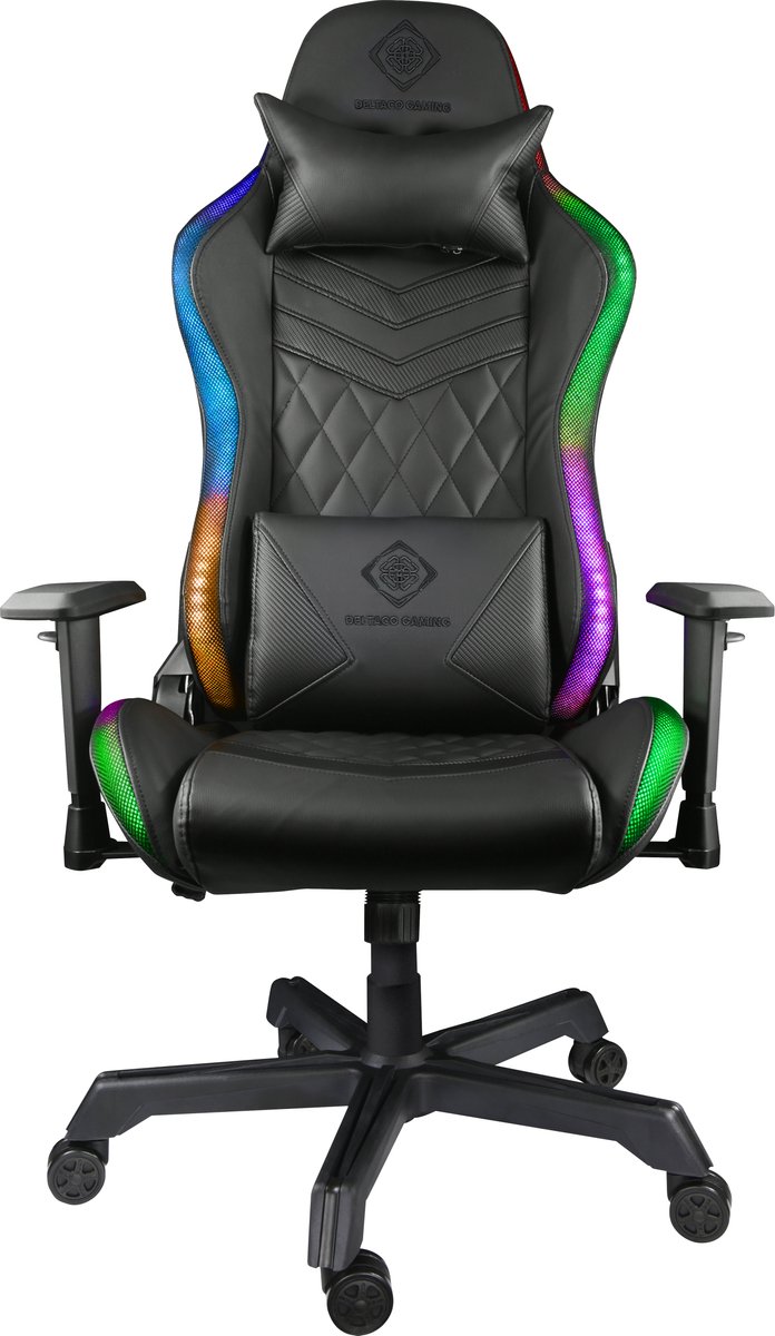 DELTACO GAMING Gaming stoel in kunstleer met RGB-verlichting - Zwart