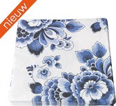 Heinen Delfts Blauw - Serviettes - Fleurs - Papier - 17 x 17 cm