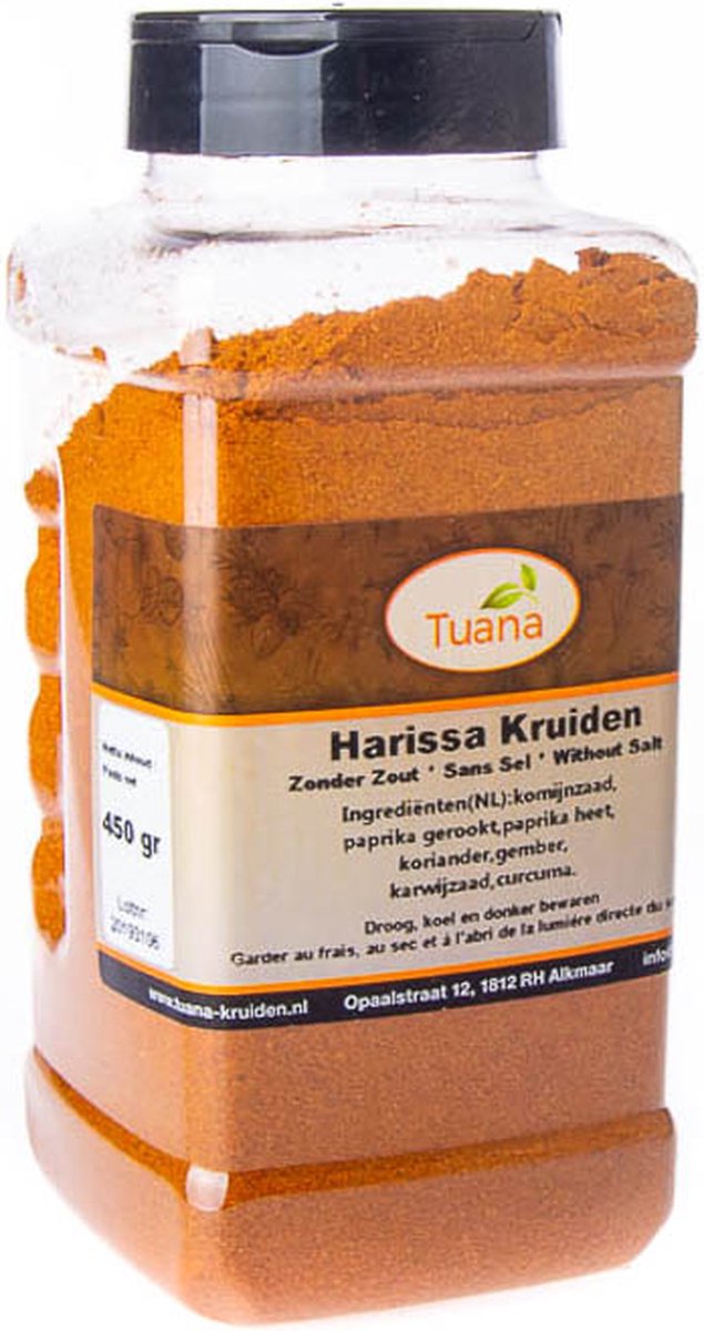 Goedkoopste Tuana Kruiden - Harissa Kruiden - Strooibus 450 Gram - Kruiden Zonder Zout - NP032
