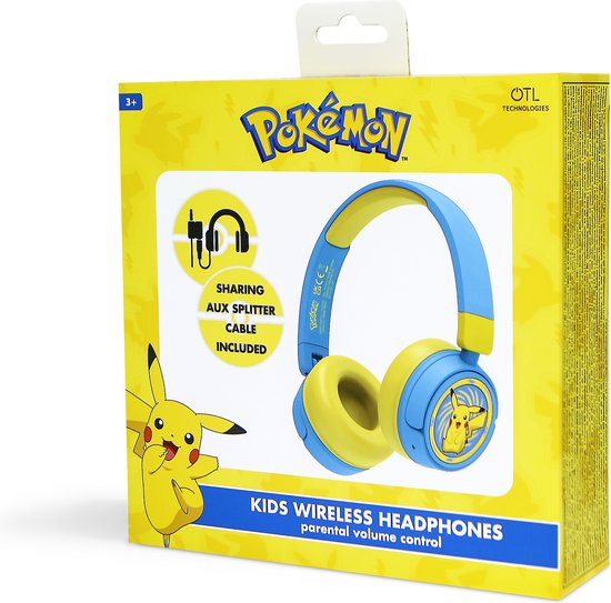 OTL Technologies Pokémon Pikachu Kinderhoofdtelefoon – Draadloze Bluetooth Hoofdtelefoon, Opvouwbaar, Volume Begrensd Voor Veiligheid