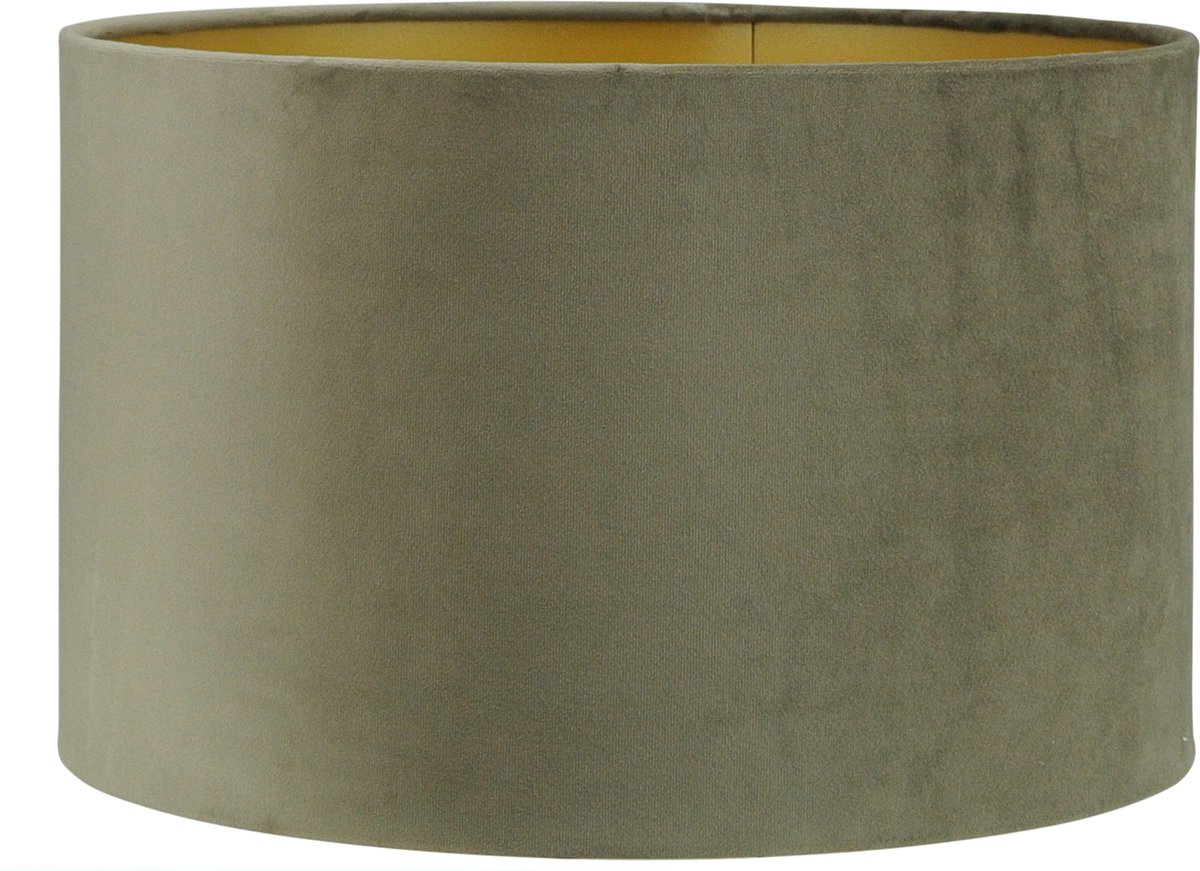 Lampenkap Cilinder - 40x40x25cm - San Remo velours taupe - gouden binnenkant