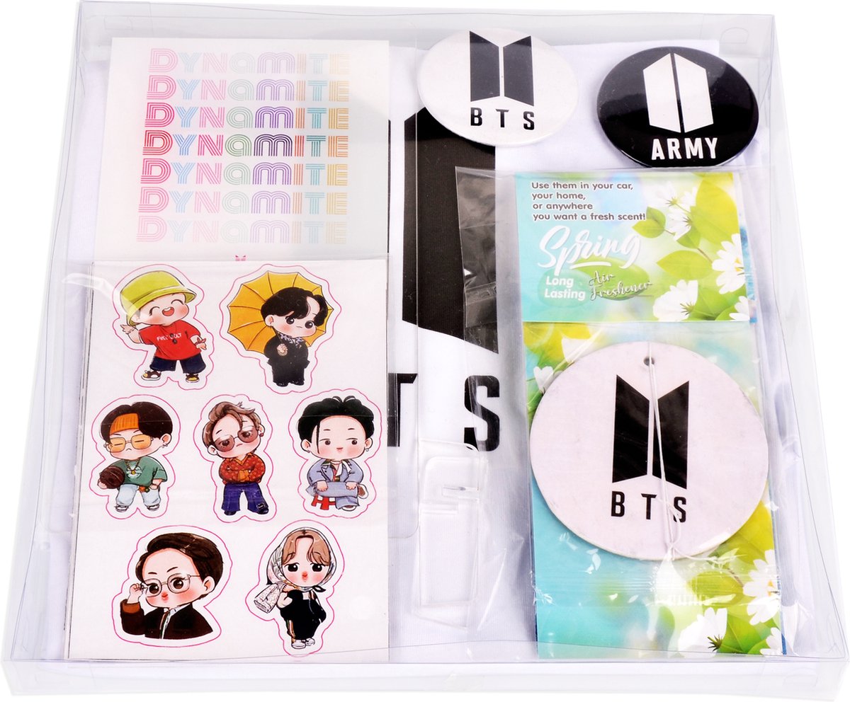 BTS Gift Set (S) - Spotify Song Sign - Tshirt - Stickers - Car Air Freshener - BTS ARMY Merch - Birthday - KPOP Album Merchandise Gift