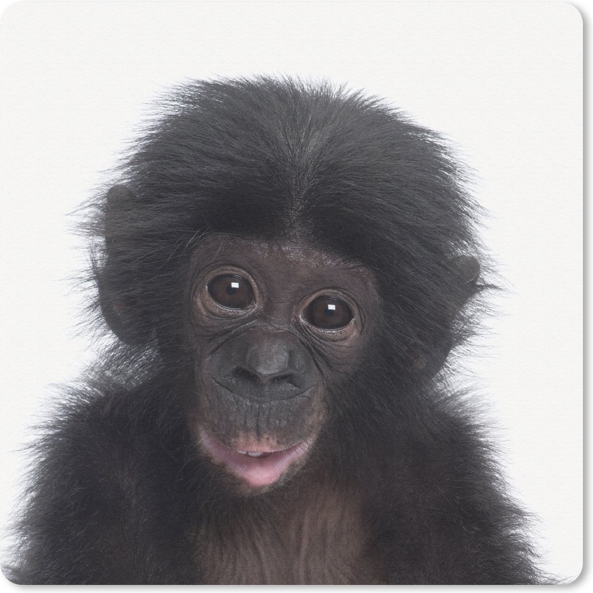 Muismat 30x30 cm - Mousepad Aap - Chimpansee - Portret - Kinderen - Jongens - Meisjes - Muismatten