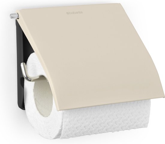 Foto: Brabantia renew wc rolhouder met klep hangend zonder boren soft beige