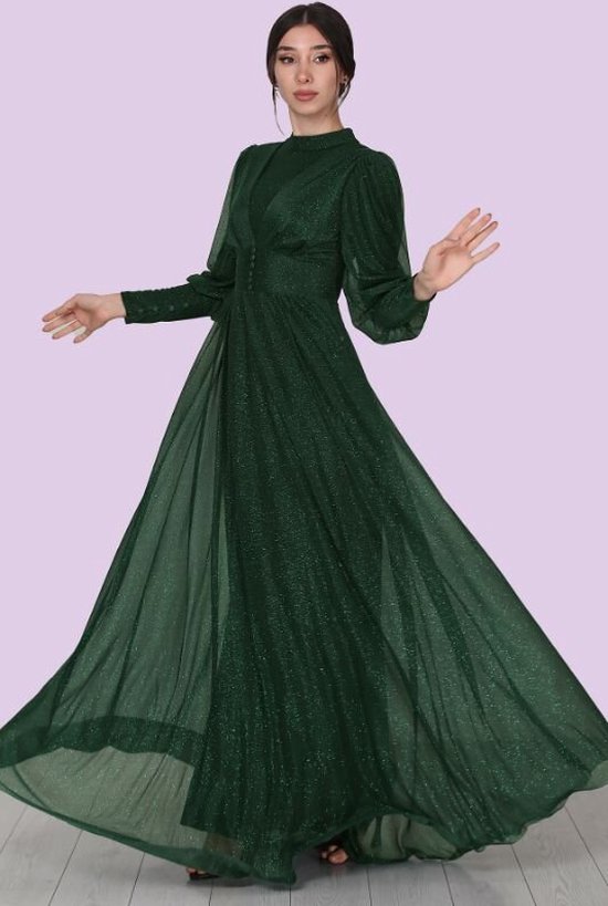 HASVEL-Glitter Jurk - Avond jurk - Feestjurk - Maxi Emerald Kleur jurk -  Dames... | bol.