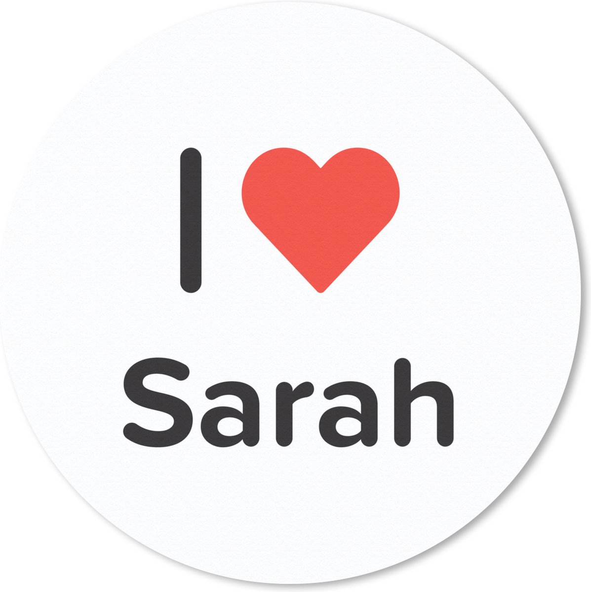 Muismat rond 20x20 cm - Mousepad I love - Sarah - Meisje - Ronde muismatten